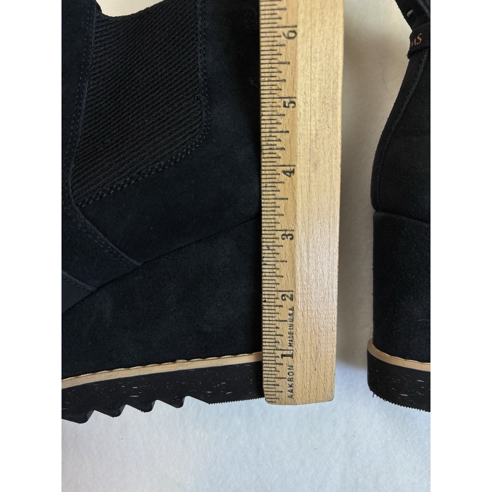 Tom's Black Suede Ankle Wedge Bootie Women's 10 Low‎ Top - Picture 6 of 9